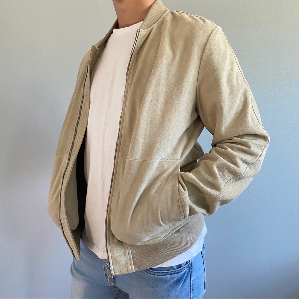 J Lindeberg Suede Bomber Jacket in Oxford Tan 🐕🐕